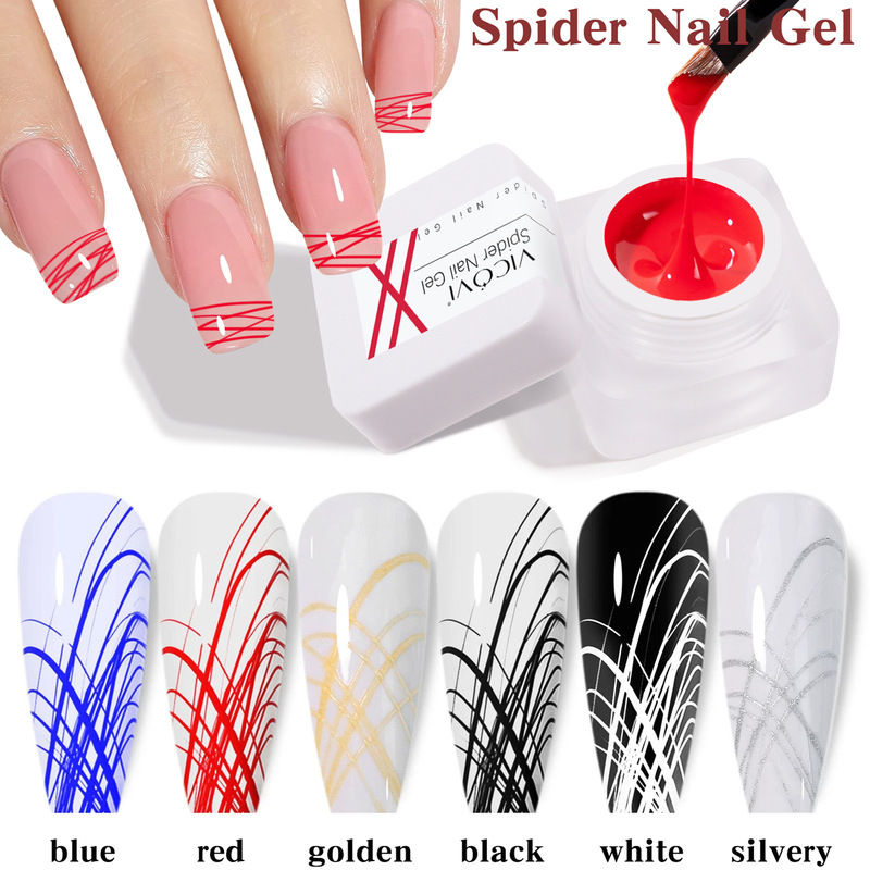Nail art stretch drawing glue Japanese canned metal painted spider glue black and white pull silk nail oil glue Nail art stretch drawing glue Japanese canned metal painted spider glue black and white pull silk nail oil glue