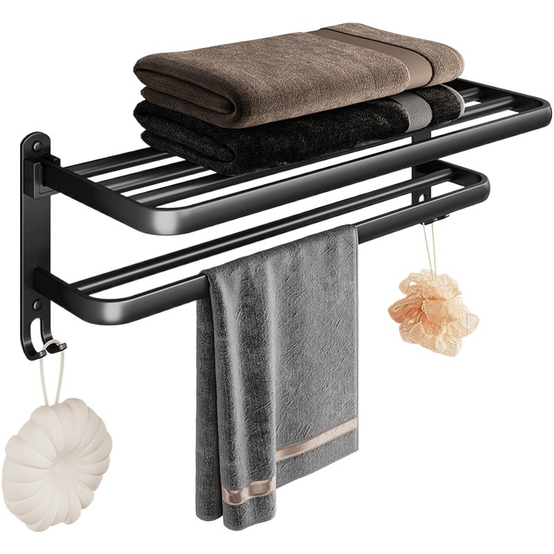 Espacio de baño de aluminio estante de baño toallero ponche libre montado en la pared estante de la toalla inodoro estante colgante varilla