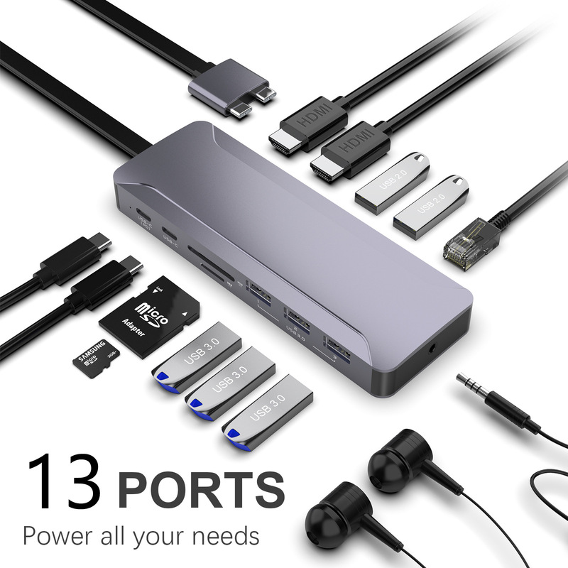 4K HDMI 100m Ethernet Port Pd100W Docking Station Hub Dual Type-C Mac/Macbook Pro Docking Station