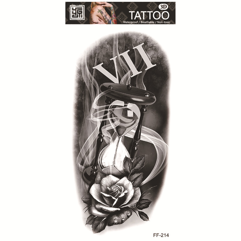 Yuanhua fábrica de pegatinas de tatuaje a prueba de agua en stock al por mayor cabeza de Lobo tótem texto árabe tatuaje pegatinas suministro transfronterizo