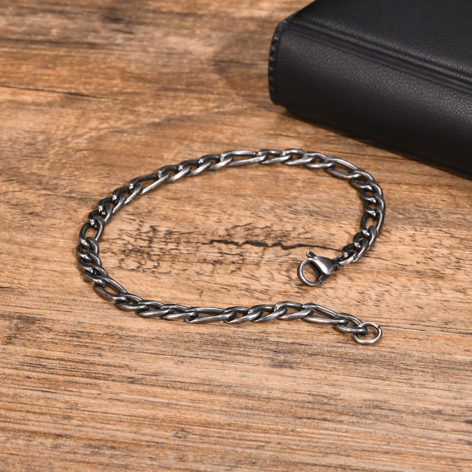 22g Weight Chain Bracelet Classification 201 Stainless Steel Chain Material figaro chain Chain Type 1 Piece Quantity Holiday, Daily Occasion 201 Stainless Steel Material Solid Color Pattern All Seasons Season Men's Gender Hip-Hop, Vintage Style Style Hip-Hop Vintage Style Solid Color 201 Stainless Steel Men's Chain Bracelet Men's Chain Bracelets 5