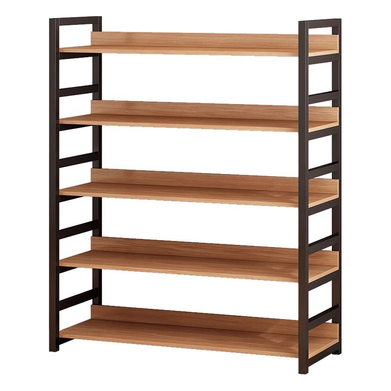 Estante de almacenamiento multicapa estante de almacenamiento de balcón de piso doméstico estante de exhibición de tabla de hierro estante de acero simple estante de madera