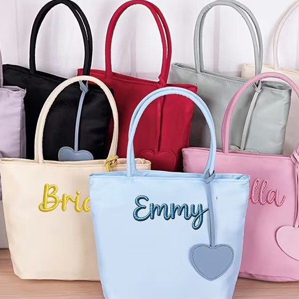 Etsy Personalized Custom Women's Colorful Handbag with Delicate Name Tag, Shoulder Bag with Heart Pendant, Small Bag Etsy Personalized Custom Women's Colorful Handbag with Delicate Name Tag, Shoulder Bag with Heart Pendant, Small Bag