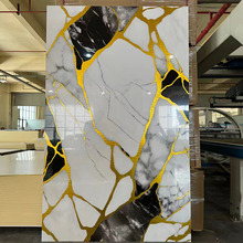 UV板仿大理石板鎏金板3d打印轻奢电视背景墙岩板石塑高光护墙板