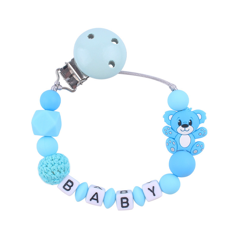 Nuevo bebé suministros de dibujos animados animal oso calmante bebé Cadena de chupete de silicona mordedura cadena anti-caída molar