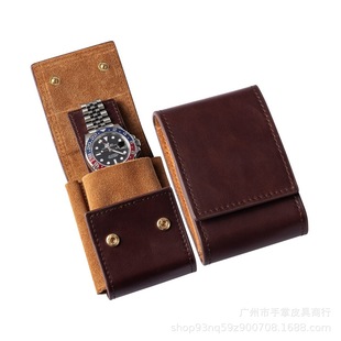 European and American Hot-selling Watch Storage Protective Cover Genuine Leather Travel Convenient Watch Dust Cover Vintage Watch Box Watch Bag