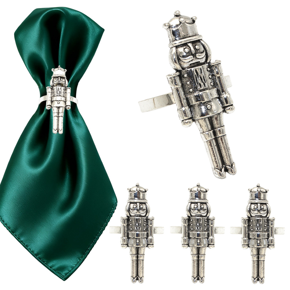 现货热销圣诞节胡桃国王餐巾扣复古机器人餐巾扣餐巾圈装饰厂家