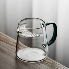 茶漏一体玻璃公道杯高档加厚带过滤分茶器月牙过滤茶杯日式泡茶器