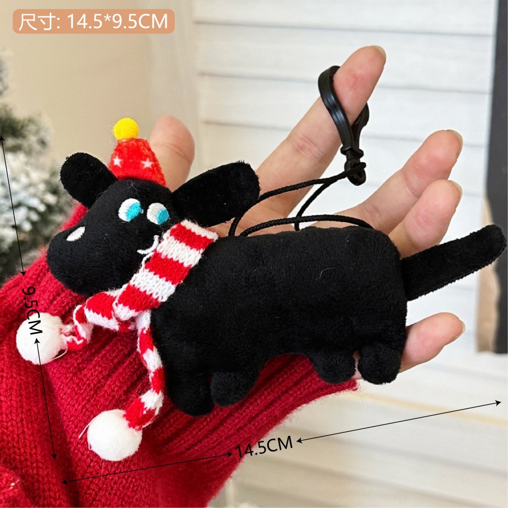 Nuevo extraño perro negro adorable creativo feo peluche llavero muñeca estudiante pareja mochila colgante