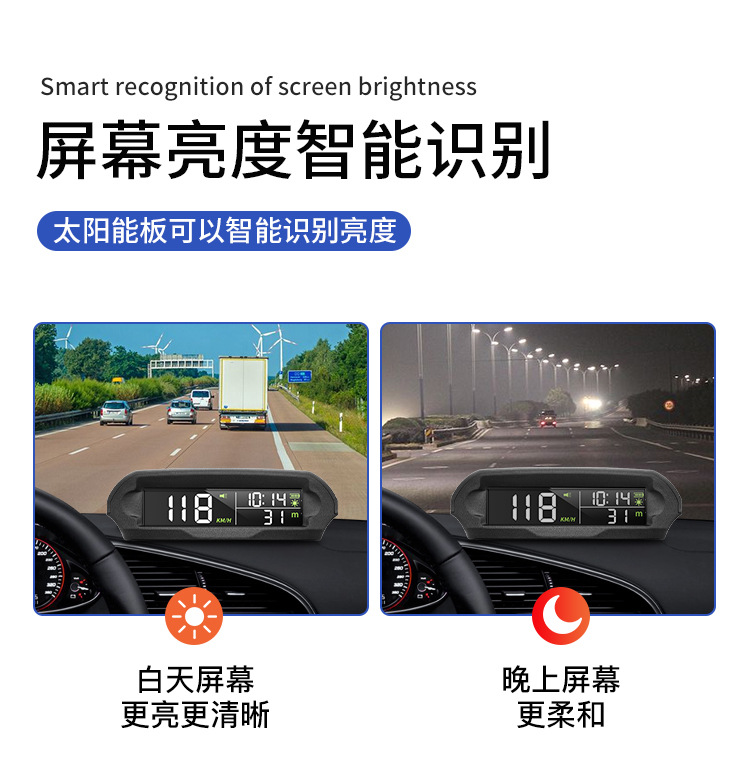 Car Head-up Display Solar GPS Speed Time Altitude Meter HUD Head-up Display