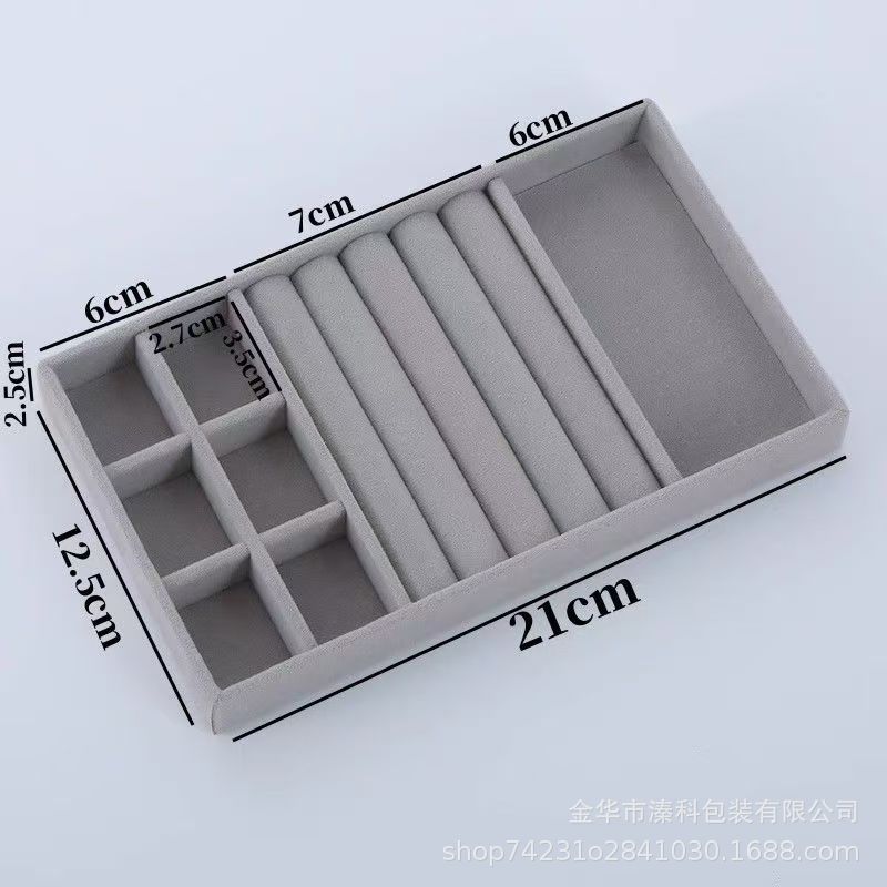 Franela, joyería, exhibición, caja de almacenamiento, acabado de escritorio, bandeja de almacenamiento de maquillaje, pendientes, pendientes, pulsera, anillo, estante de almacenamiento