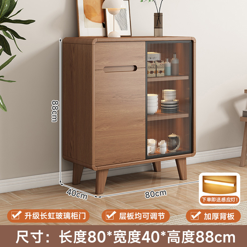 Solid Wood Sideboard Living Room Tea Cabinet Small Apartment Wall Storage Storage Cabinet Side Cabinet New Chinese Cupboard Cupboard Factory