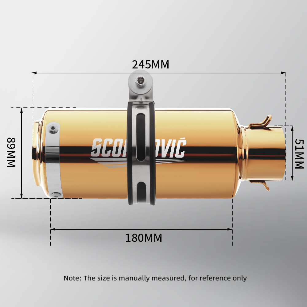 Motorcycle exhaust pipe modified SC gold 89 barrel 51mm caliber universal tail section stainless steel high temperature resistance