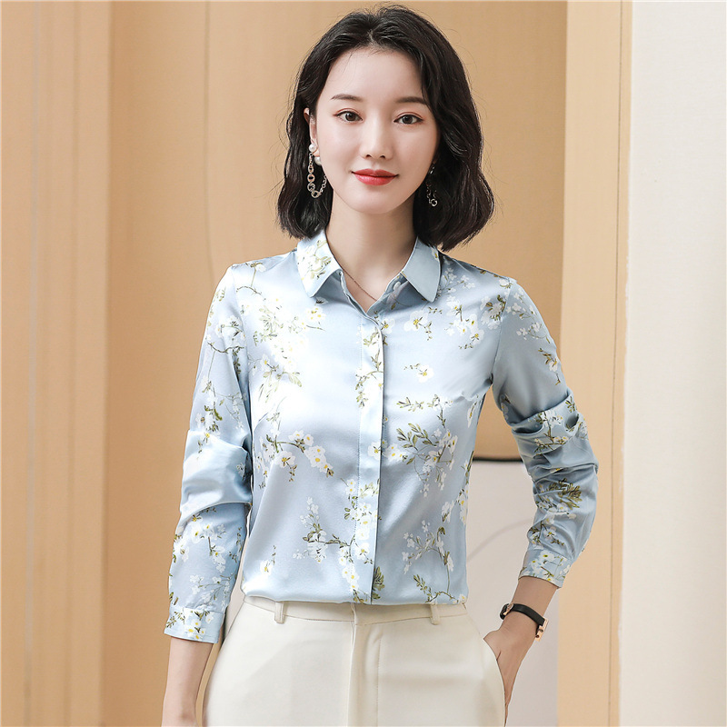Heavy thick silk printed shirt for women 2023 spring new high-end shirt elegant Mulberry silk top fashion Heavy thick silk printed shirt for women 2023 spring new high-end shirt elegant Mulberry silk top fashion