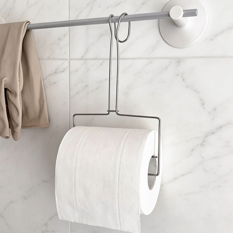 Kitchen Paper Towel Holder, No-Drill Wall-Mounted Paper Rack, New Model Bathroom Stainless Steel Toilet Paper Holder Storage Rack