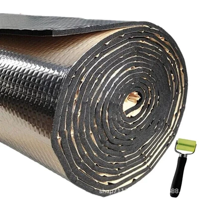 200*50 Car Soundproofing Insulation Mat 5-10mm Aluminum Foil Cotton Car Door Soundproofing and Heat Insulation Cotton with Adhesive Backing for Cross-Border Export