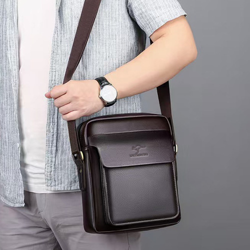 Cross-border professional factory men's shoulder bag, new PU leather business cross-body bag, fashionable briefcase, casual men