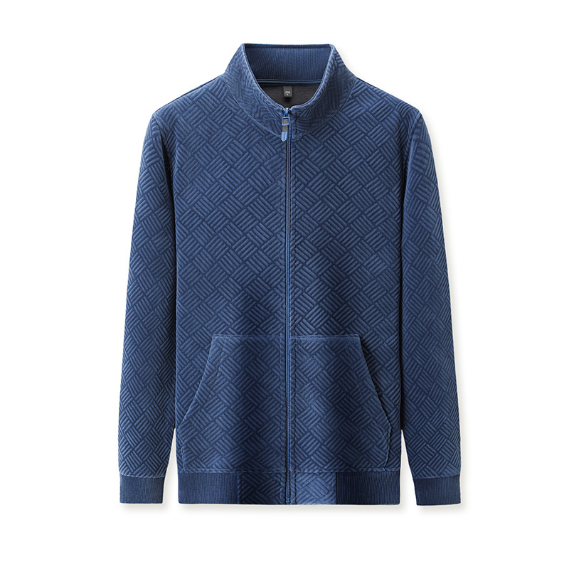 Men's Jacket With Stand Up Collar And Velvet Zipper Lining_voghion.com