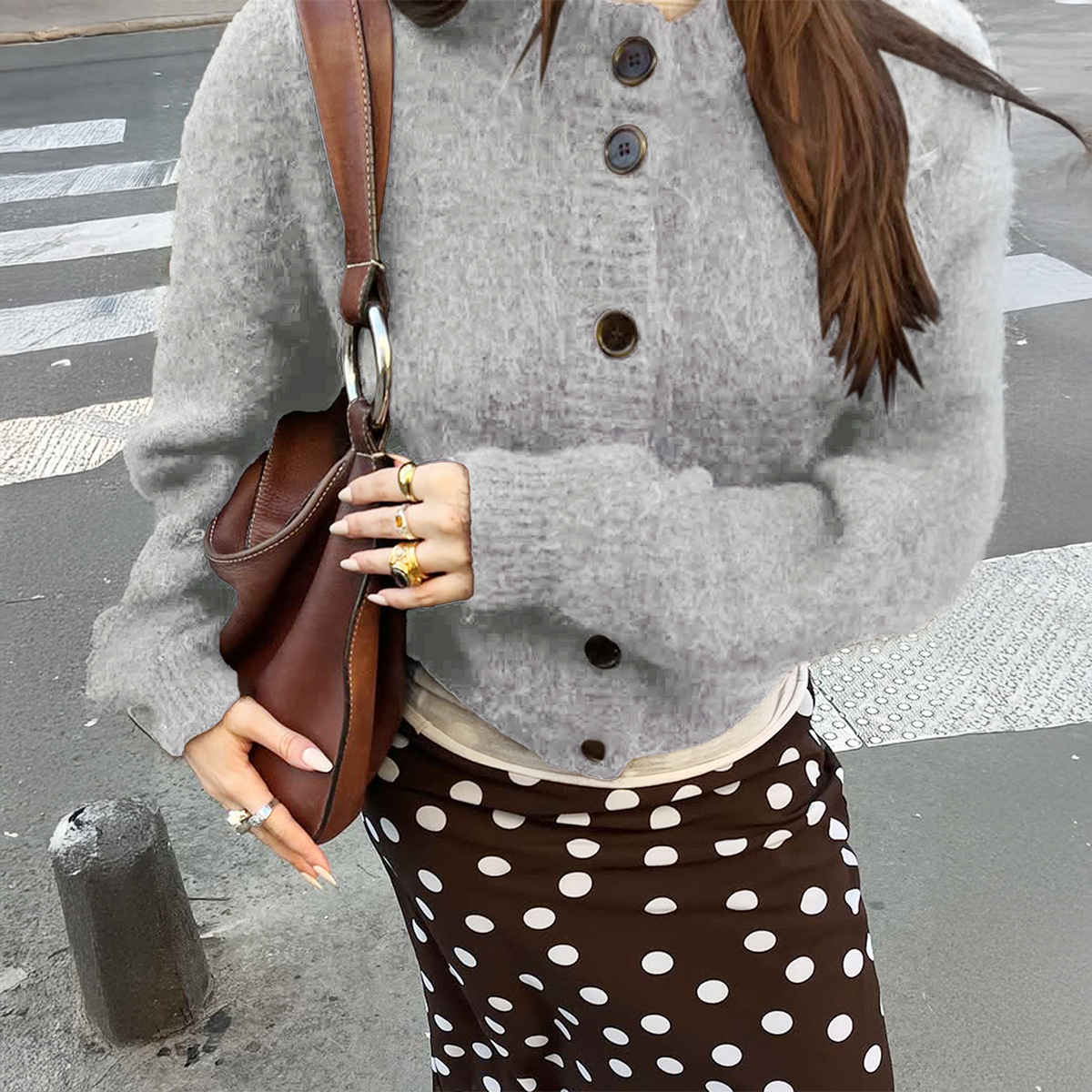 Kaikuo transfronterizo Europa y Estados Unidos botones de estilo casual camisa de lana suéter de mujer 2025 otoño y invierno estación independiente de Amazon