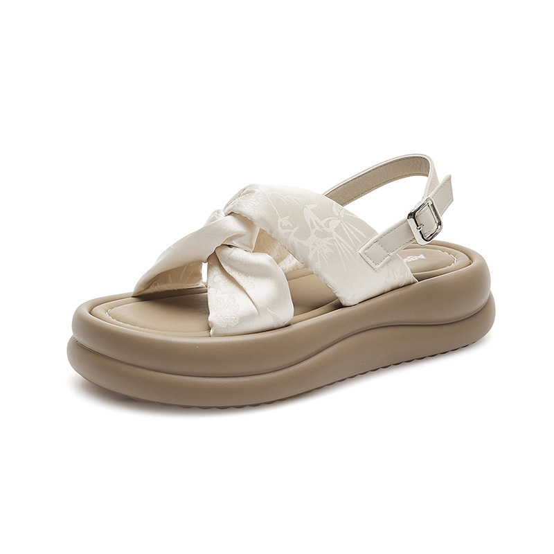Sandalias de suela gruesa Augu Shiden para mujer, estilo primavera 2026, pantuflas de estilo chino para exteriores que combinan con faldas, pantuflas cómodas que no cansan los pies.