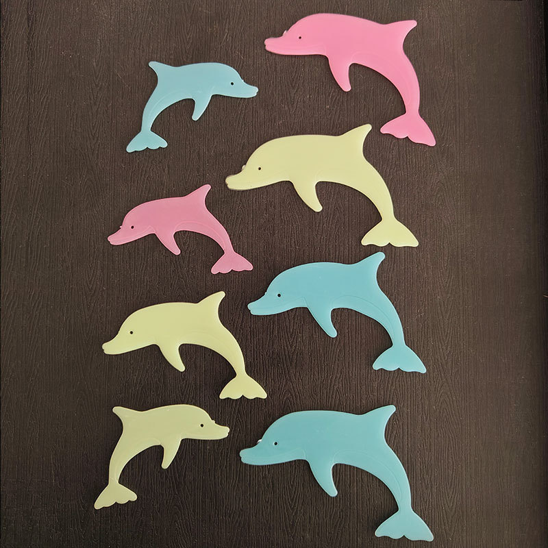 Animales pegatinas de pared luminosas flores plantas delfines peces dibujos animados juguetes transfronterizos pegatinas de refrigerador fluorescente pegatinas de ventanas luminosas
