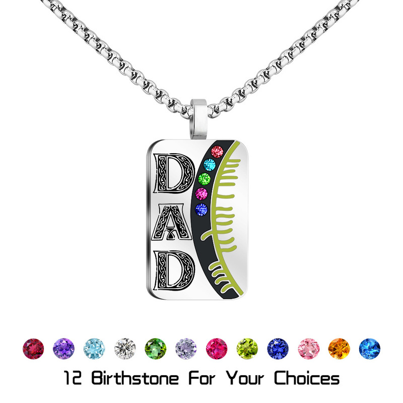 European and American Father's Day Gift Trendy Men's Retro Fashion Personalized Accessories Long Woolen Chain Letter DAD Diamond Necklace