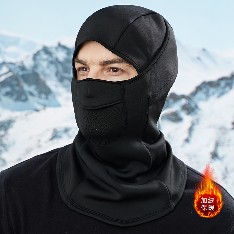 Winter Cycling Hood Fleece-Lined Warm All-In-One Neck Scarf for Women Outdoor Windproof Full Face Protective Ski Mask Face Mask