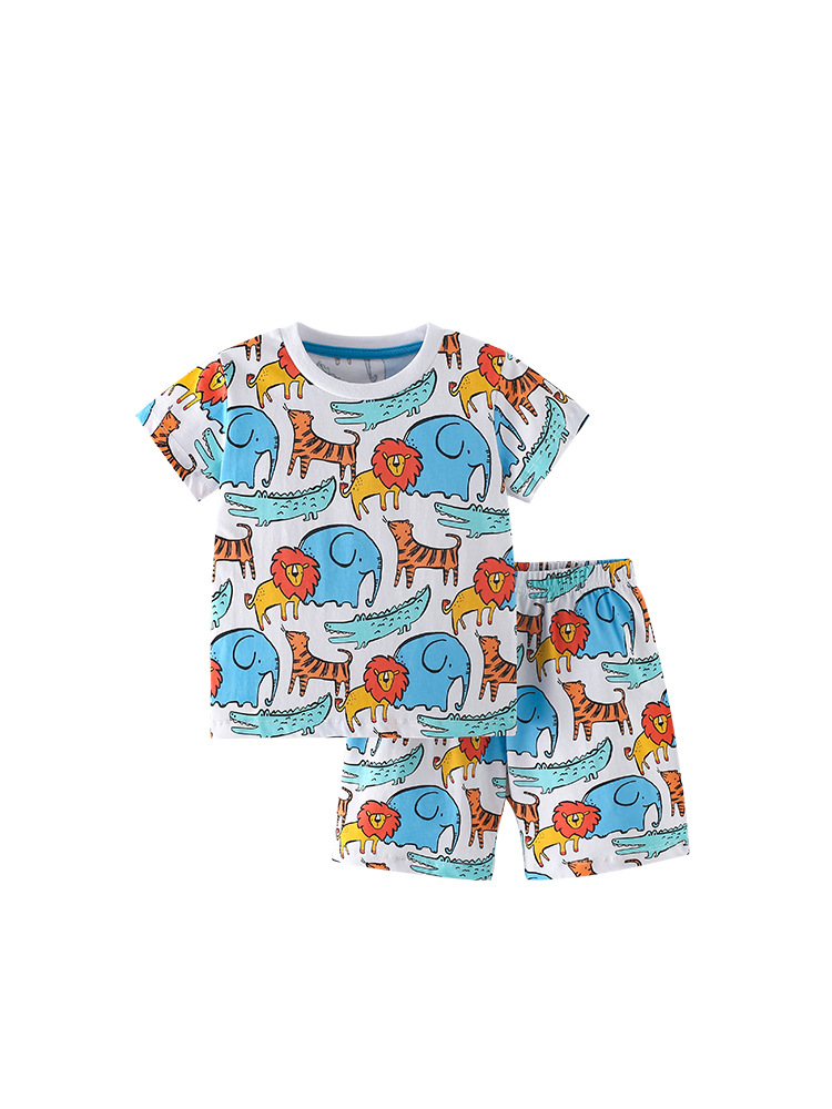 Malwee transfronterizo niño set de manga corta verano nuevo estilo europeo y americano de cuello redondo camiseta de niños de mediano tamaño casual dos piezas set