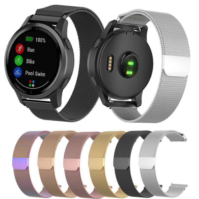 For Garmin vivoactive 4/4S Milano Nice Magnetic Stainless Steel Mesh Strap 18mm