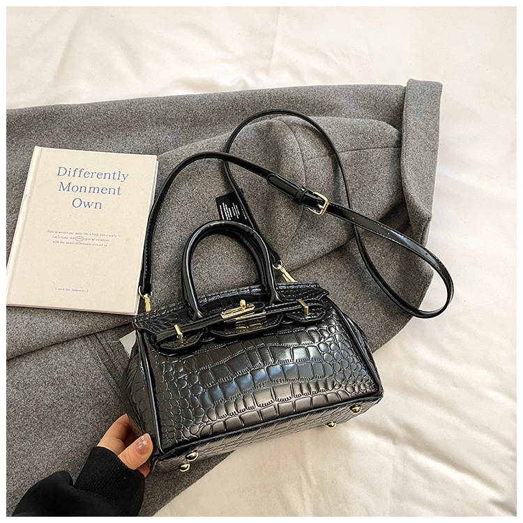 Cross-border retro cocodrilo portátil bolso Kelly mujer 2025 nuevo estilo extranjero de alta moda mochila de hombro