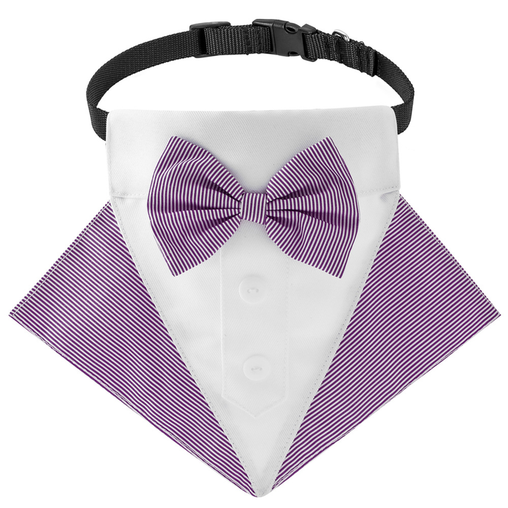 Ventas de fábrica transfronteriza nuevo estilo británico traje de boda collar de perro a rayas Toalla de saliva para mascotas Toalla de triángulo para perros
