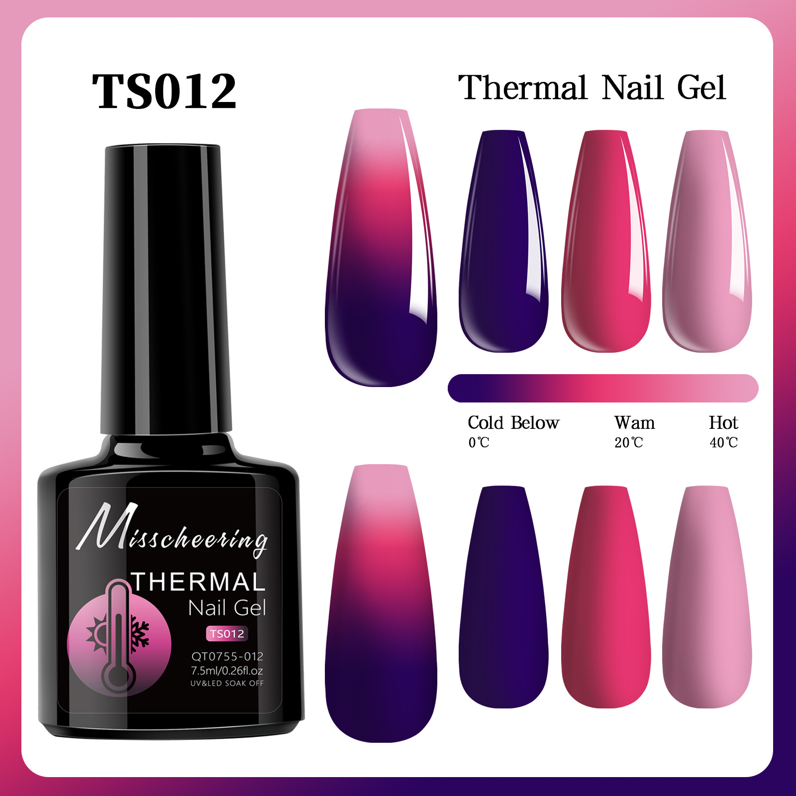 Esmalte de uñas de gel con efecto aurora que cambia con la temperatura, gel de diamante opal, gel de fototerapia de tres etapas que cambia con la temperatura, juego al por mayor.