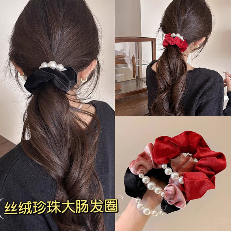 Perla de terciopelo, anillo de cabello de cola de cabello baja, cabello de cabello de alta elasticidad, correa de goma durable, toque de cabeza de alta calidad