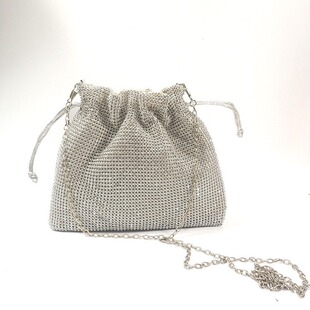 Source Manufacturer Internet Celebrity Ins Popular Diamond Bucket Rhinestone Bag Square Bag Single Shoulder Crossbody Women's Trendy Bag Big Lucky Bag