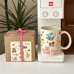 Original design cute cream cup graffiti bear mug ceramic cup home water cup girly heart gift box