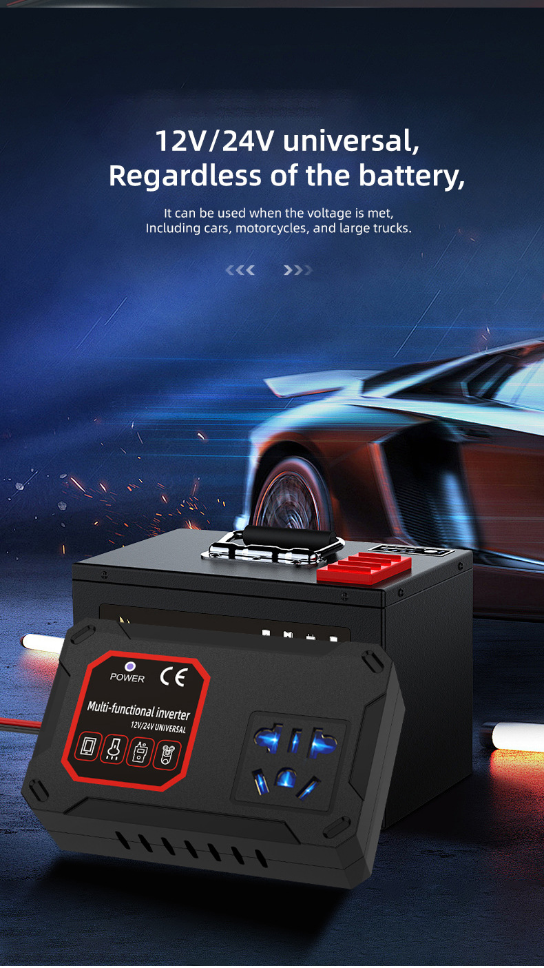 Car and Truck 12V/24V to 220V Multifunctional Car Inverter Converter Mobile Phone Socket Charger