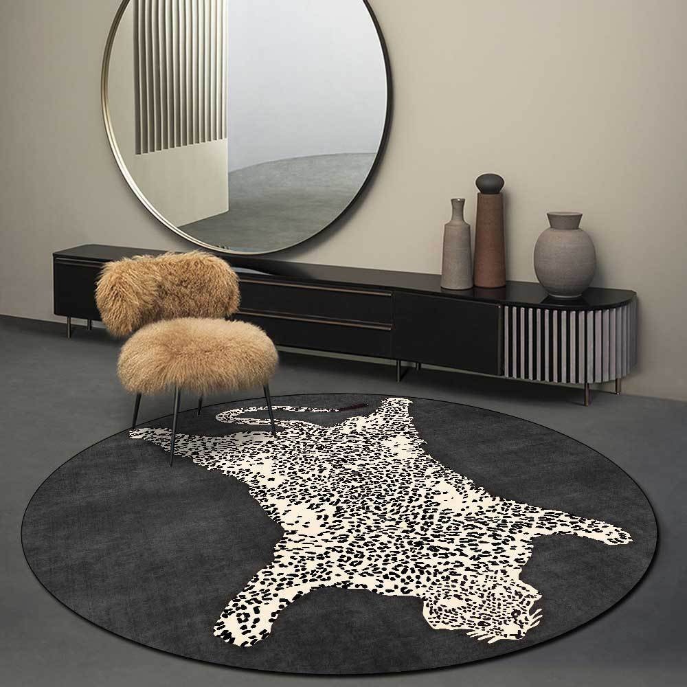 Cross-Border Fashion Black and White Tiger Art Design High-End Floor Mat Crystal Velvet Imitation Cashmere Living Room Bedroom Home Blanket