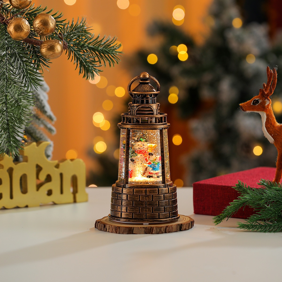 Nueva música de Navidad nieve inyección de agua TV lámpara de noche lámpara de aceite lámpara de caballo decoración de regalos image 22