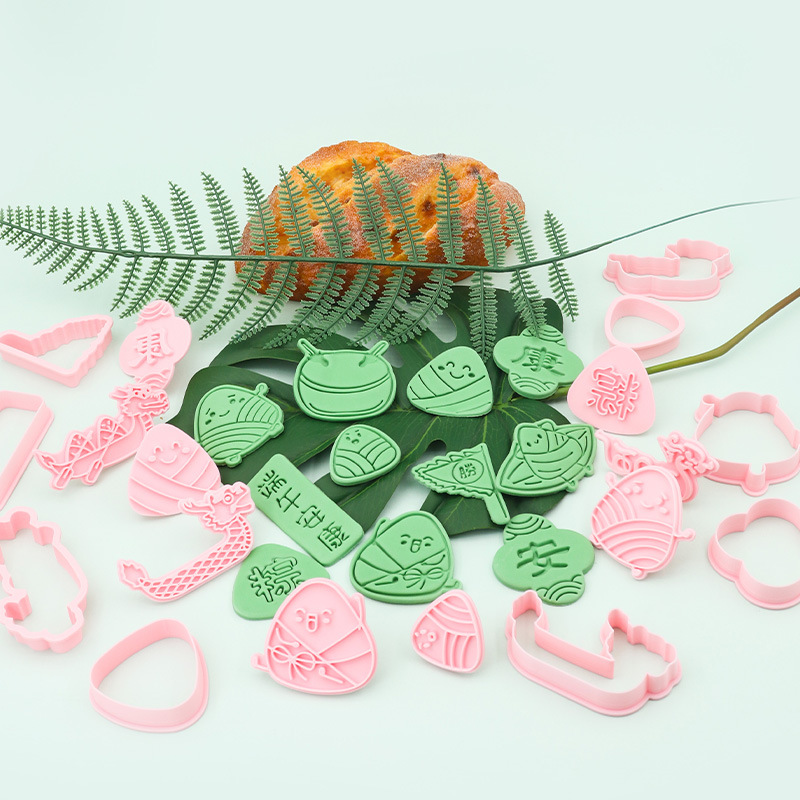 Molde de galletas de dibujos animados del Festival del Bote del Dragón, molde realista para galletas del Festival del Bote del Dragón, herramienta de repostería 3D tipo prensa para fondant.