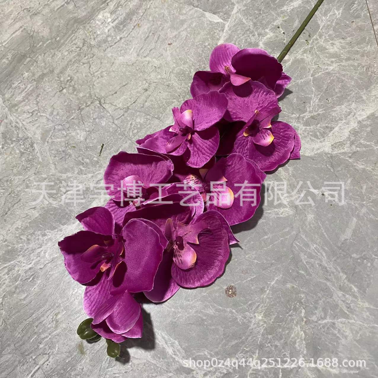 Sola 8-cabeza Phalaenopsis flor artificial decoración del hogar arreglo floral boda plomo camino artificial decoración de la flor artificial planta verde