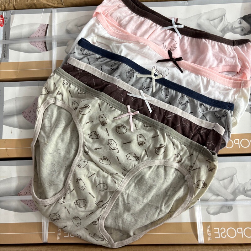 Korean Underwear Cotton Breathable and Comfortable Crotch Mid-Waist Hip-Covering Large Size Breathable Sweet Girl Underwear Triangle