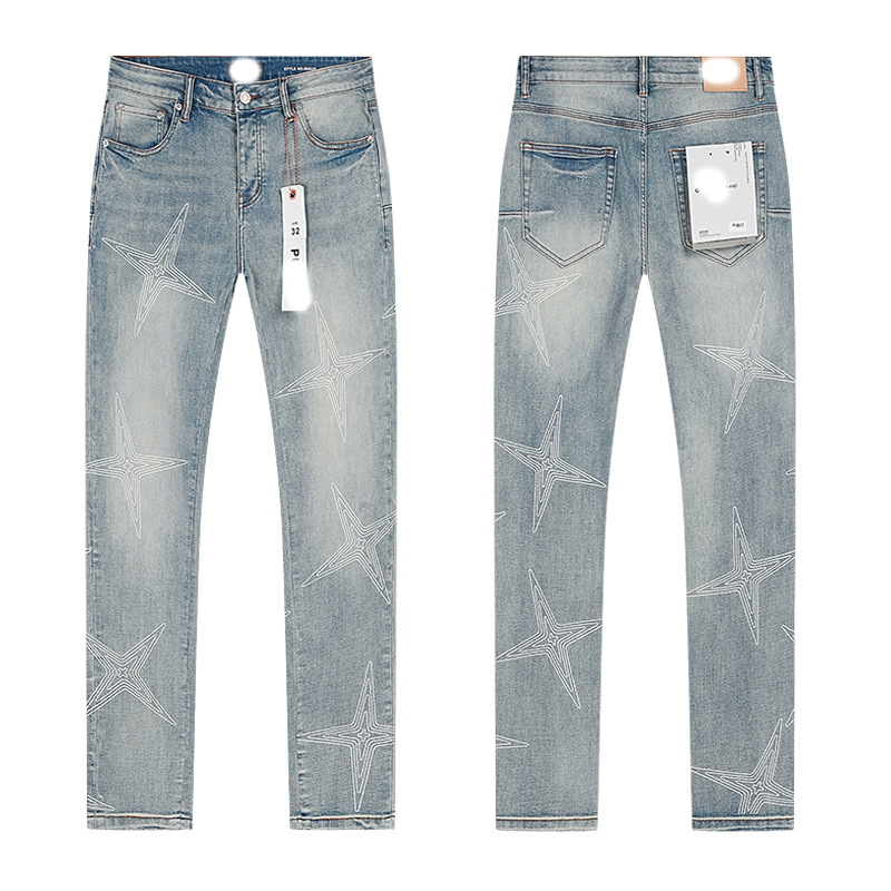 Marca de moda transfronteriza JB purple verano rectas vaqueros lavados de agua para hacer viejos agujeros vaqueros de hombre pantalones cortos de caño purple