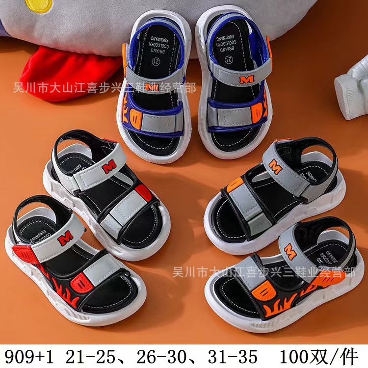 2024 New Summer Kidsren's Sandals Wholesale Non-slip Wear-resistant Soft Bottom Simple Outer Wear School Kidsren's Sandals