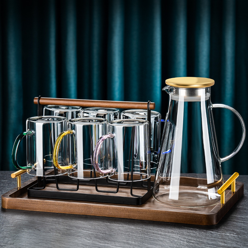 Taza de vidrio de alta sensación resistente al calor simple taza de leche taza de agua para beber taza de té verde sala de estar hogar set de agua