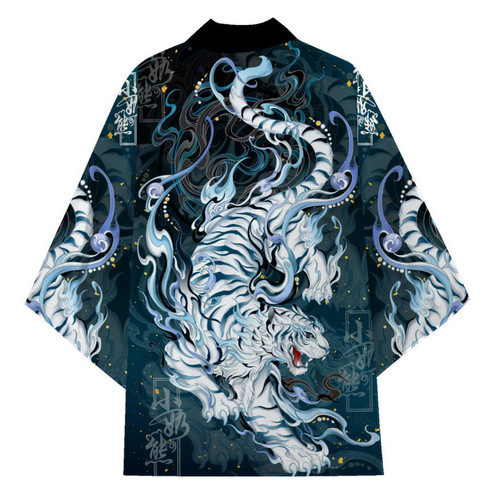 Direct Manufacturer Sale Chinese Style Dragon Totem Cloak National Trend Personality Fez Style Cardigan Kimono Cloak Seven-Finger Sleeve Taoist Robe Men