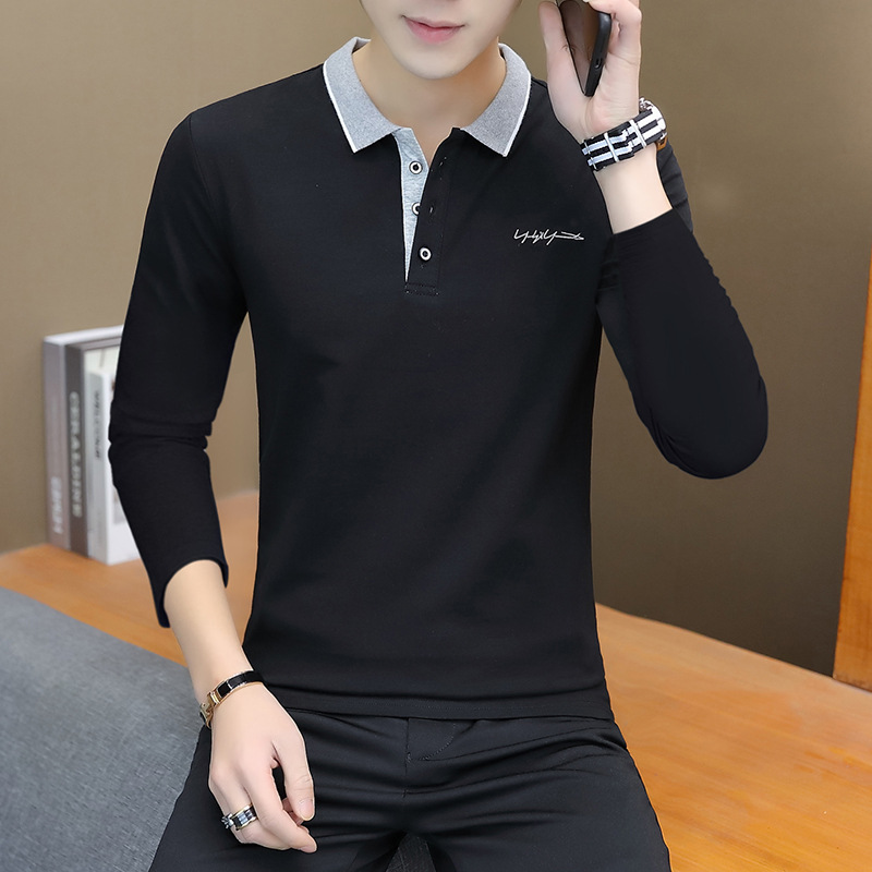 Camisetas POLO transfronterizas de primavera y otoño para hombre, camisetas básicas modernas para negocios, camisetas POLO versátiles de manga larga para jóvenes, ropa masculina de comercio exterior. image 4