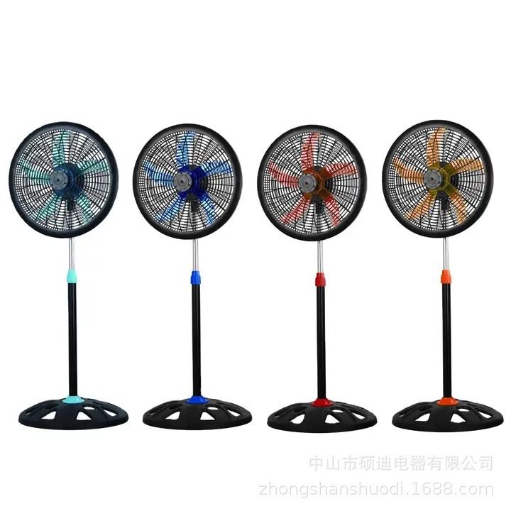 Transfronterizos personalizados color 18 pulgadas uno en uno ventilador de piso 110V gran viento agitar cabeza ventilador vertical de plástico