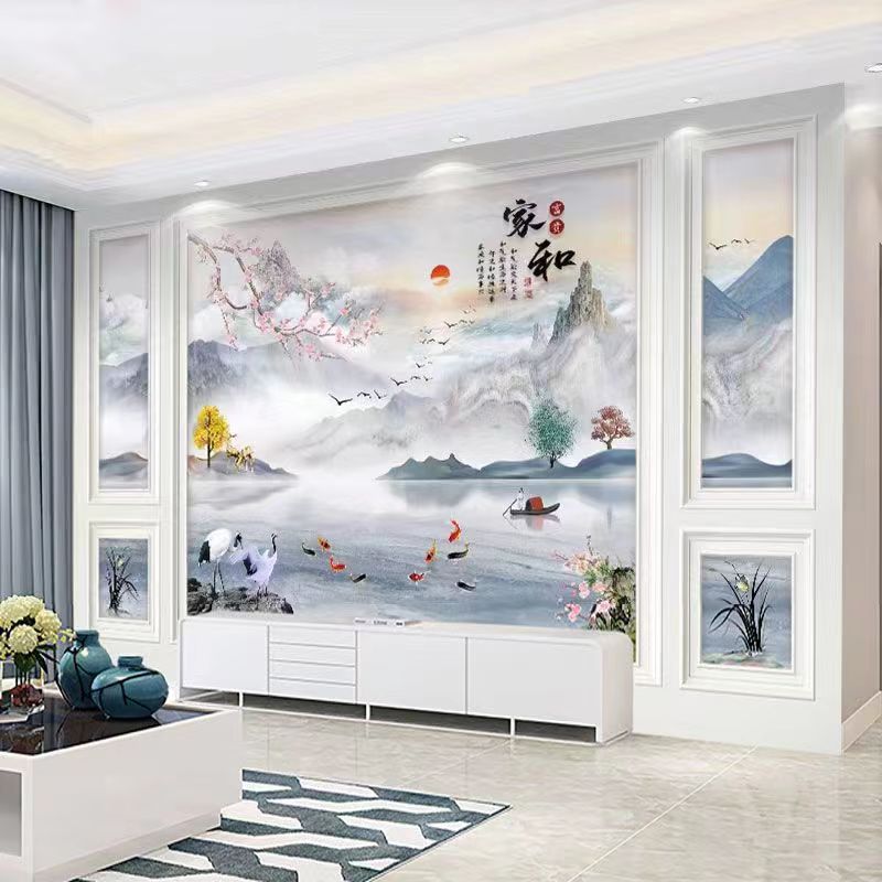 3d北欧电视背景墙布5d网红客厅卧室装饰墙画8d立体现代影视墙壁纸|undefined
