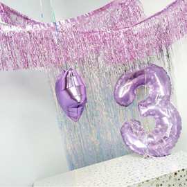 多层车缝加密置顶镭射雨丝帘置顶拉花流苏条幅生日派对背景墙布置