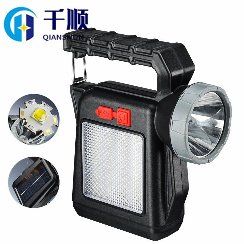 Солнечный фонарь с креплением для переноски, мощный светодиодный свет для улицы, USB-зарядка, высокая яркость, многофункциональный рабочий фонарь.